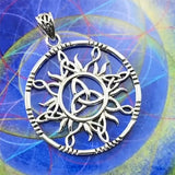 The Sun and Celtic Trinity Knot Sterling Silver Pendant TPD5924