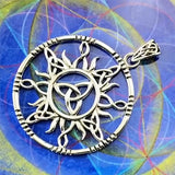 The Sun and Celtic Trinity Knot Sterling Silver Pendant TPD5924