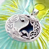 Celtic Yin Yang Cat Silver Pendant TPD5981