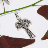 A powerful combination of Celtic elements ~ Sterling Silver Jewelry Pendant in Fleur-de-Lis and Celtic Cross TPD5994 - Jewelry