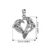 Love of The Mythical Celtic Heart Raven Silver Jewelry Pendant TPD6025