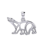 Hollow Polar Bear Silver Pendant TPD6034