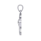 Double Celtic Wolves with Crescent Moon Silver Pendant TPD6042 - Jewelry