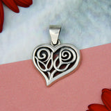 Double Roses in Heart Silver Pendant TPD6047