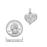 Double Roses in Heart Silver Pendant TPD6047