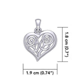 Double Roses in Heart Silver Pendant TPD6047 - Jewelry