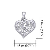 Double Roses in Heart Silver Pendant TPD6047