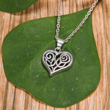 Double Roses in Heart Silver Pendant TPD6047