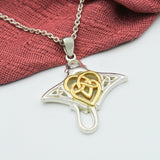 Manta Ray with Celtic Heart in the center Silver Pendant TPD6059