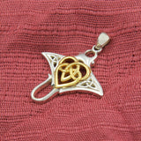 Manta Ray with Celtic Heart in the center Silver Pendant TPD6059