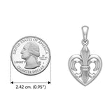 A powerful Sterling Silver Jewelry Pendant Fleur-de-Lis and Heart TPD6067