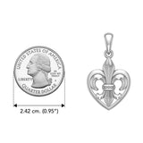 A powerful Sterling Silver Jewelry Pendant Fleur-de-Lis and Heart TPD6067 - Jewelry