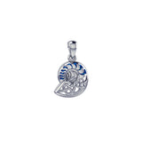 Celtic Nautilus And Double Heart Sterling Silver Pendant TPD6082