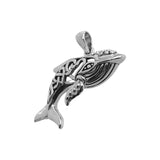 Celtic Whale with Double Heart Sterling Silver Pendant