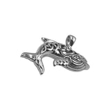 Celtic Whale with Double Heart Sterling Silver Pendant