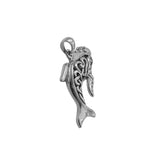 Celtic Whale with Double Heart Sterling Silver Pendant