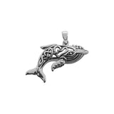 Celtic Whale with Double Heart Sterling Silver Pendant