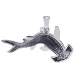Hammerhead Shark with Wave Designs Engrave into Body Silver Pendant TPD6103 - Jewelry