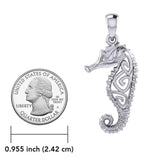 Seahorse with Spiral Designs On the Body Silver Pendant TPD6111