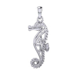 Seahorse with Music Note in the Body Silver Pendant TPD6120 - Jewelry