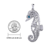 Large Seahorse Silver Pendant with Small Celtic Seahorse inside TPD6121 - Jewelry