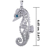 Large Seahorse Silver Pendant with Small Celtic Seahorse inside TPD6121 - Jewelry