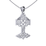 Celtic Tree of Life Irish Cross Sterling Silver Pendant TPD6123