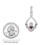 Claddagh with Heart Gemstone and Crescent Moon at the bottom Silver Pendant TPD6124 - Jewelry