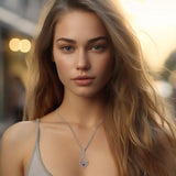 Claddagh with Heart Gemstone and Crescent Moon at the bottom Silver Pendant TPD6124 - Jewelry