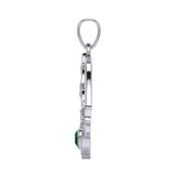 Claddagh and Celtic Crescent Moon with Heart Gemstone Silver Pendant TPD6130 - Jewelry