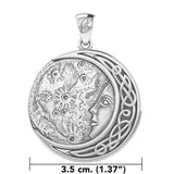 Luna Goddess with Crescent Moon Silver Pendant Inspired by Oberon Zell TPD6133 - Jewelry