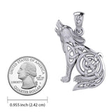 Celtic Spirit Howling Wolf Design for Unique Style Sterling Silver Pendant BY Peter Stone Jewelry TPD6138 - Jewelry