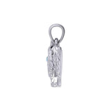 Highland Cow with Thistle and Gemstone Silver Pendant TPD6141 - Jewelry