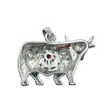 Highland Cow with Thistle and Gemstone Silver Pendant TPD6141