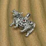 Highland Cow with Thistle and Gemstone Silver Pendant TPD6141 - Jewelry