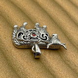 Highland Cow with Thistle and Gemstone Silver Pendant TPD6141 - Jewelry