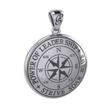 The Compass Rose Silver Pendant with the Power of Leadership Engraving TPD6162