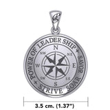 The Compass Rose Silver Pendant with the Power of Leadership Engraving TPD6162