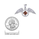 The Angel Wing with Facet Gemstone NA Symbol Silver Pendant TPD6164