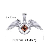 The Angel Wing with Facet Gemstone NA Symbol Silver Pendant TPD6164