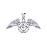 The Angel Wing with Facet Gemstone NA Symbol Silver Pendant TPD6164