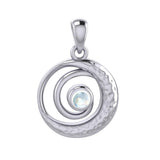 Peter Stone Spiral Silver Pendant with Crescent Moon And Gemstone TPD6179 - Jewelry