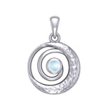 Peter Stone Spiral Silver Pendant with Crescent Moon And Gemstone TPD6179 - Jewelry
