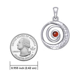 Peter Stone Spiral Silver Pendant with Crescent Moon And Gemstone TPD6179 - Jewelry