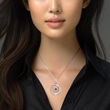 Peter Stone Spiral Silver Pendant with Crescent Moon And Gemstone TPD6179 - Jewelry