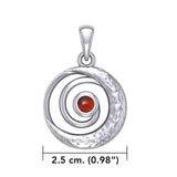 Peter Stone Spiral Silver Pendant with Crescent Moon And Gemstone TPD6179 - Jewelry