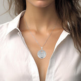 Coastal Charm Sterling Silver Hammer Textured Sand Dollar Pendant by Peter Stone TPD6190 - Jewelry