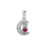 Peter Stone Celtic Crescent Moon Sterling Silver Pendant with Genuine Gemstone Claddagh Design TPD6193 - Jewelry