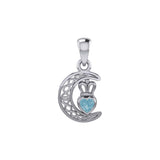 Peter Stone Celtic Crescent Moon Sterling Silver Pendant with Genuine Gemstone Claddagh Design TPD6193 - Jewelry
