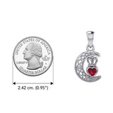 Peter Stone Celtic Crescent Moon Sterling Silver Pendant with Genuine Gemstone Claddagh Design TPD6193 - Jewelry